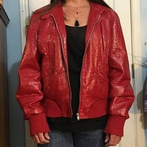 A red light weight jacket . Very fashionable!!